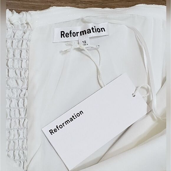 Reformation Gabby Dress In White Size 12 NWT - Picture 8 of 8